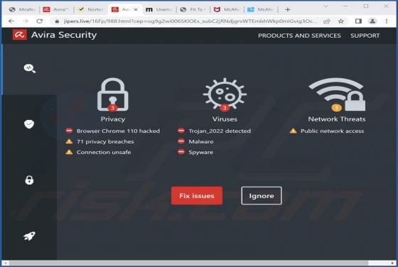 Fraude POP-UP Avira Security