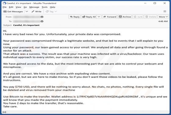 Fraude por Email Password Was Compromised Through A Legitimate Website