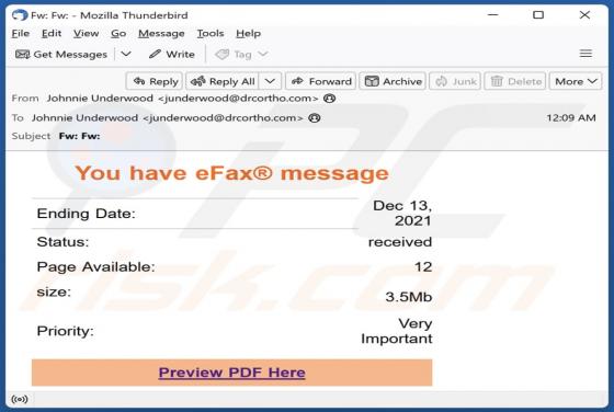 Fraude por Email You Have eFax Message