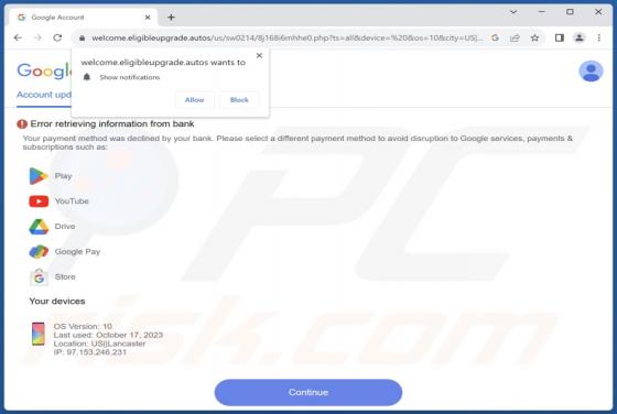 Fraude POP-UP Error Retrieving Information From Bank