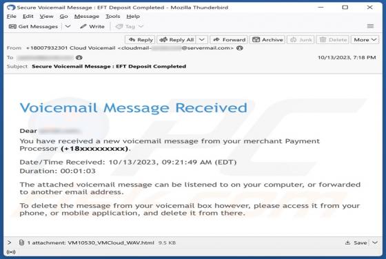 Fraude por Email Voicemail Message Received