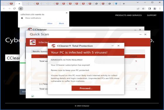Fraude POP-UP CCleaner Total Protection