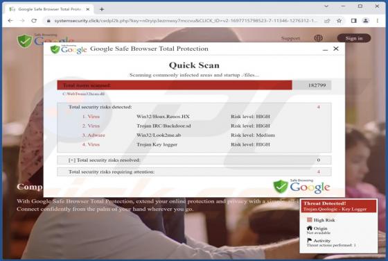 Fraude POP-UP Google Safe Browser Total Protection