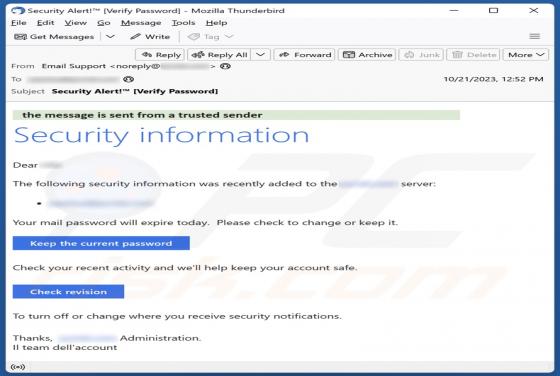 Fraude por Email Security Information