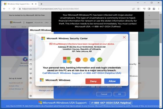 Fraude POP-UP Virus/Malware Infections Have Been Recognized