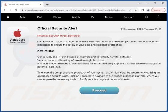 Fraude POP-UP AppleCare - Official Security Alert (Mac)