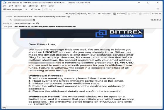 Fraude por Email Bittrex