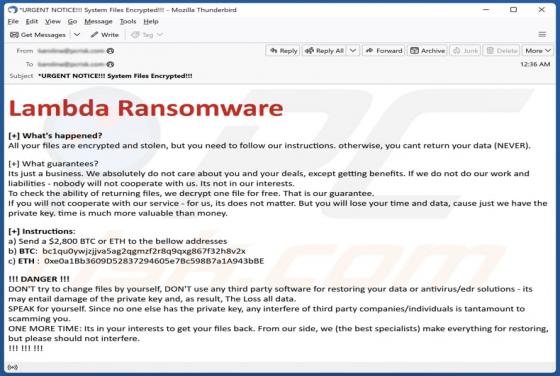 Fraude por Email Lambda Ransomware