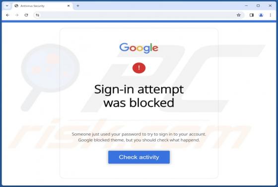 Fraude POP-UP Google - Sign-in Attempt Was Blocked