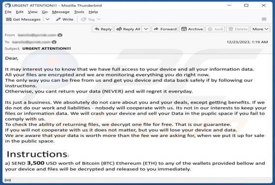 Fraude por Email We Have Full Access To Your Device
