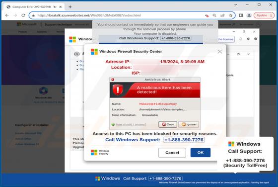 Fraude POP-UP A Malicious Item Has Been Detected!