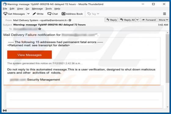 Fraude Mail Delivery Failure