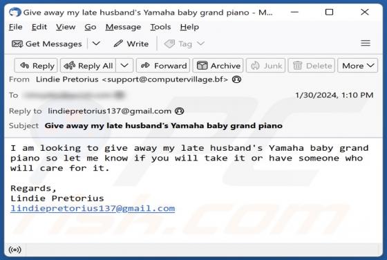 Fraude por Email Yamaha Baby Grand Piano