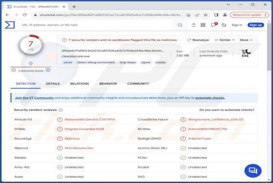Aplicação Indesejada Clear Play Tube