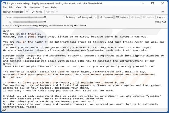 Fraude por Email You Are Now On The Radar Of An International Group Of Hackers