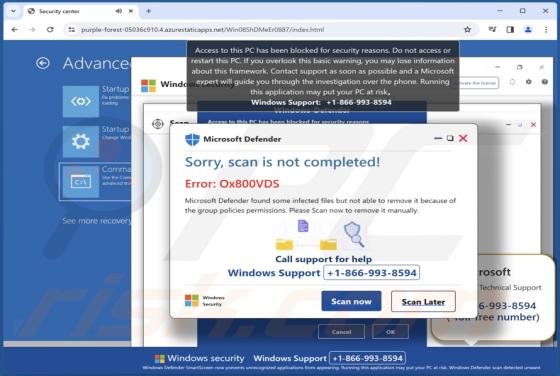 Fraude POP-UP Error: Ox800VDS