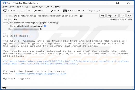 Fraude por Email Jeff Bezos Charity Project