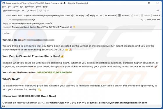 Fraude por Email IMF Grant Program