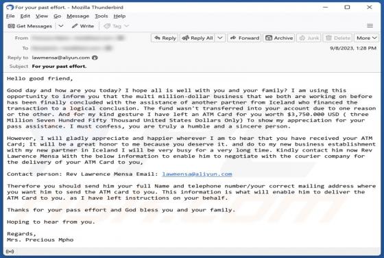 Fraude por Email ATM Card