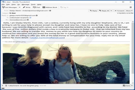 Fraude por Email Help My Daughter