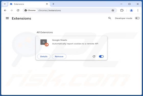 Falso Google Sheets Extensão