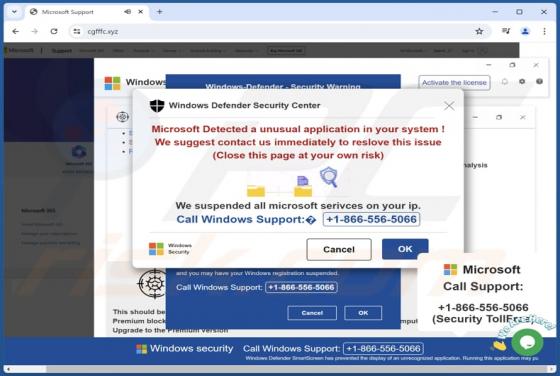 POP-UP da Fraude Microsoft Detected A Unusual Application In Your System