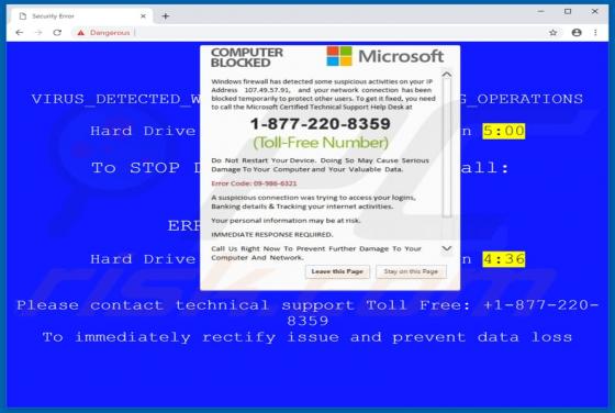 Fraude POP-UP Error Code 09-986-6321