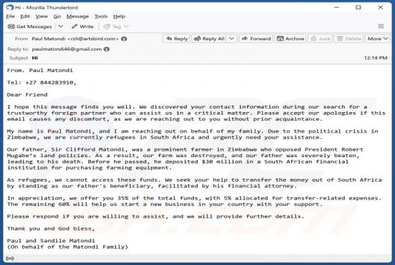 Fraude por Email Trustworthy Foreign Partner