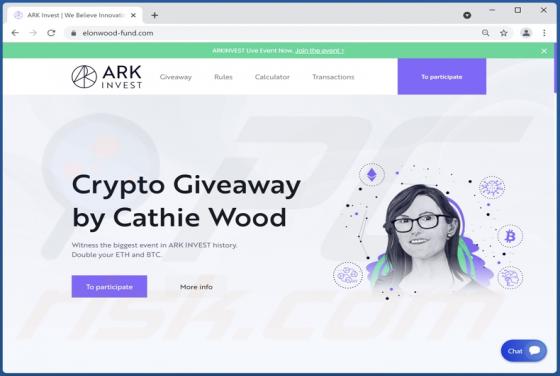 ARK Invest Crypto Giveaway POP-UP Fraude