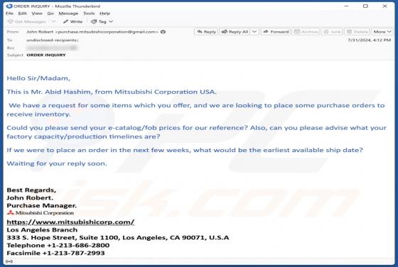 Fraude por Email Mitsubishi Corp.