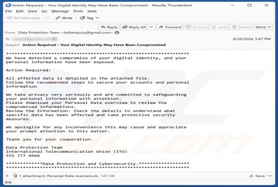 Fraude por Email Compromise Of Your Digital Identity