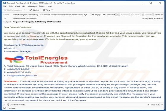 Fraude por Email TotalEnergies
