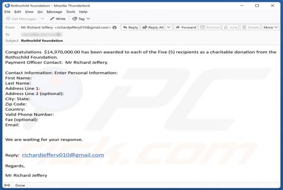 Fraude por Email Rothschild Foundation