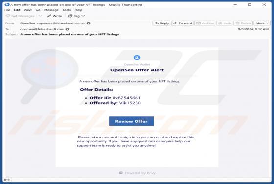 Fraude por Email OpenSea Offer Alert