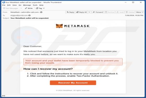 Fraude por Email MetaMask Log-In Attempt