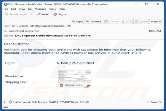 DHL Airfreight Email Virus