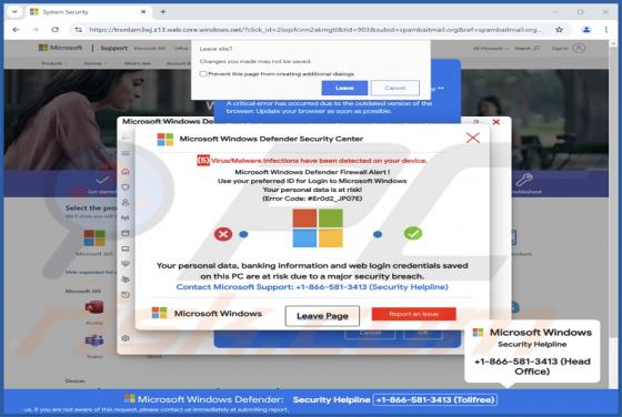 (5) Virus/Malware infections have been detected POP-UP Fraude