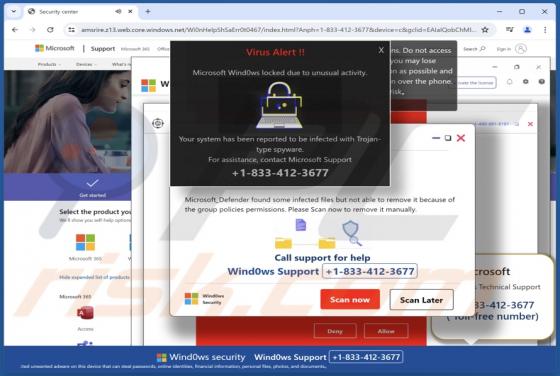 Microsoft Windows Locked Due To Unusual Activity POP-UP Fraude