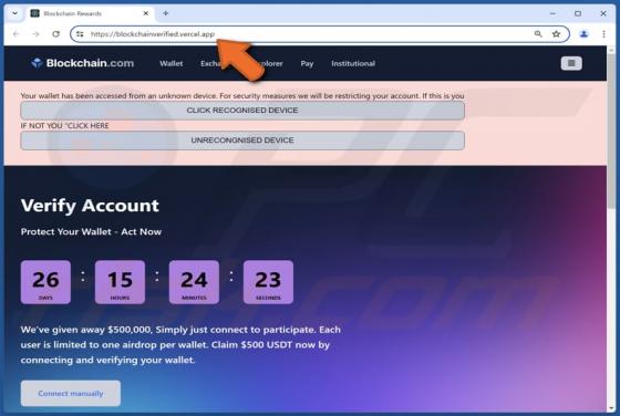 Blockchain.com Airdrop Fraude