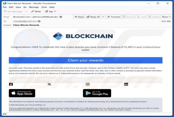 Fraude por Email Blockchain Rewards