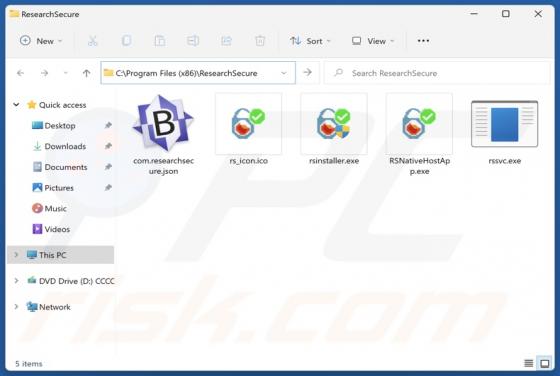ResearchSecure Aplicação potencialmente indesejada