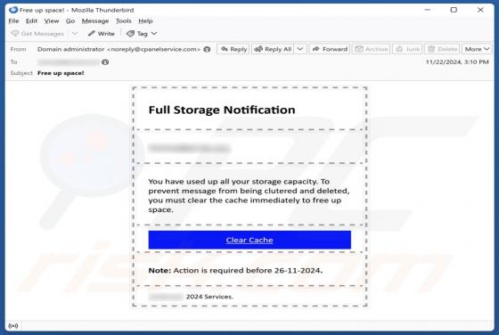 Fraude por Email Full Storage Notification