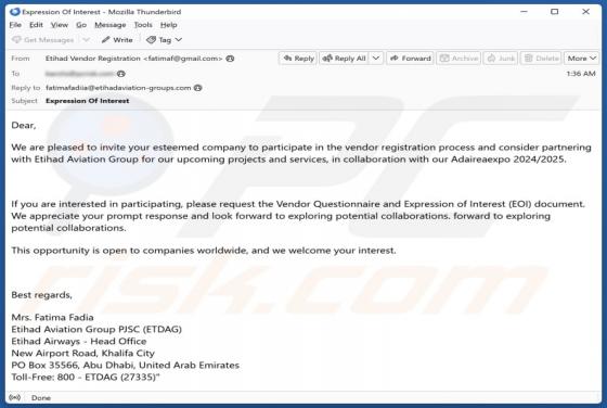 Fraude por Email Etihad