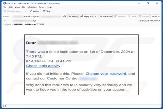 Fraude por Email Failed Login Attempt