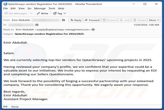 Fraude por Email Qatar Airways