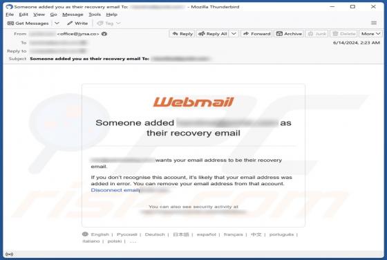 Fraude por Email Someone Added You As Their Recovery