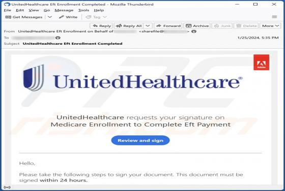 Fraude por Email UnitedHealthcare