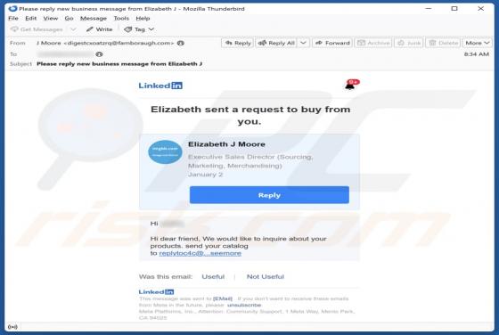 Fraude por Email LinkedIn Request To Buy From You