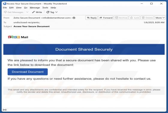 Fraude por Email Document Shared Securely