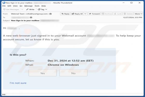 Fraude por Email New Web Browser Just Signed In